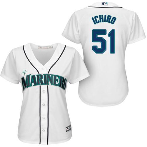Mariners #51 Ichiro Suzuki White Women's Fashion Stitched MLB Jersey